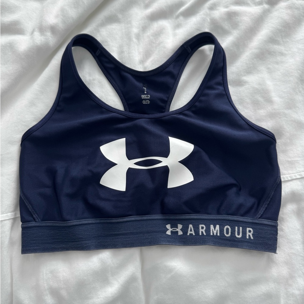 Under Armour Blue and White Performance Sports Bra